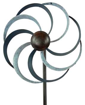 Preview: Elegantes Windrad mit blau meliertem Rotor ca. 130 cm - Gartendekoration